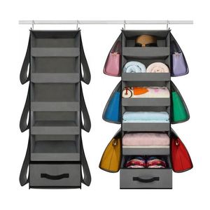 Hanging Closet Organizer <b>Collapsible</b> Hanging Closet Shelves Hanging Purse Handbag Organizer for Closet - Product Image 1