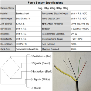 Auto Industry <strong>Mini</strong> Planar <strong>Button</strong> Compression Sensor 50/100/300/500N Force Measuring Flat <strong>Load</strong> <strong>Cell</strong> - Product Image 5