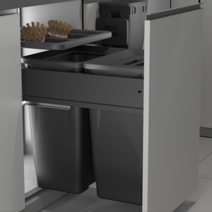 Poubelle de cuisine moderne à deux compartiments en plastique, avec poubelle intégrée pour armoire de cuisine - Product Image 1