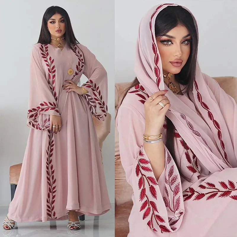 Best Quality Islamic Clothing Plus Size Long Sleeve Embroidery Kaftan Style In Malaysia Ramadan Hooded Muslim Women Hijab Dress