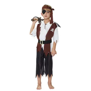 儿童海盗服装万圣节男孩杰克·斯派洛船长服装加勒比海盗角色扮演