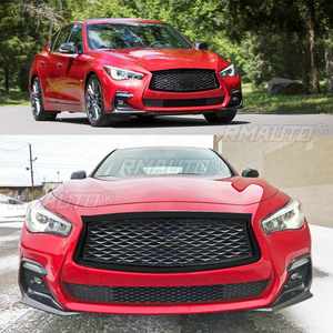 Para Infiniti Q50 Q50S 2018-2021 Todos los Modelos, Rejilla Delantera, Parrilla, Parachoques, Malla para Capó, Negro Brillante, Kit para Auto - Product Image 2