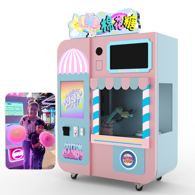 Blue Magic Cotton Candy Vending Machine Custom Cotton Candy Automatic Vending Machine Hot Pink Fully Automatic SDK CE ROHS