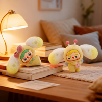 Candy Color Rabbit Pinocchio Blind Box Flocked Collectible Figurine Mystery Surprise Toy Cute Fuzzy Bunny Art Toy Decor Gifts
