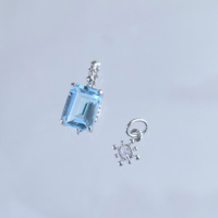 Pendentif DIY en argent sterling 925 plaqué rhodium avec pierre précieuse naturelle taille émeraude, vente en gros d'usine, pour femme, cadeau, usage quotidien