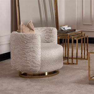 Ensemble Canapé de Salon Moderne de Luxe 3 Places, <span class=keywords><strong>Fauteuil</strong></span> Loungewear en Acier Inoxydable Doré, Causeuse en Tissu <span class=keywords><strong>Fourrure</strong></span> Teddy pour Maison et Hôtel - Product Image 6