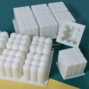 Moule en Silicone pour chocolat, 6 trous, fait à la main, cire de soja, plâtre, ensemble de cadeau 3D en forme de Cube Rubik, pour bougie