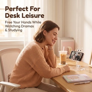 Low MOQ Big Eye Cat Acrylic Phone Tablet Stand Custom Logo 180&deg; Adjustable Foldable Desktop Holder for Desk Decor - Product Image 5