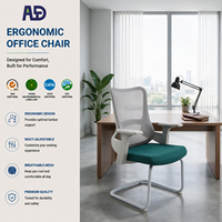 Chaise de bureau empilable pour visiteurs avec siège rembourré et cadre chromé, chaise de bureau ergonomique en maille, chaise de bureau pour ordinateur, pour le bureau à domicile