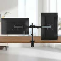 Nouveau support compact pour deux moniteurs avec pince de fixation pour bureau, 14-32 pouces, 8 kg chacun, gain de place, inclinaison à 90°, rotation à 360°
