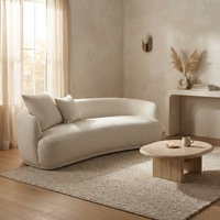 Ensemble de canapés en bouclette blanche, style minimaliste moderne, courbé, confortable et moelleux, pour salon, rembourré en mousse et plumes, canapé arqué