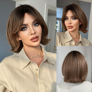 วิกผมผู้<span class=keywords><strong>หญิง</strong></span>แบบเต็มศีรษะ สีน้ำตาล <span class=keywords><strong>ผม</strong></span>สั้น <span class=keywords><strong>ทรง</strong></span>บ๊อบแบบมีเลเยอร์ ติดกิ๊บด้านใน ช่วยลดอายุ <span class=keywords><strong>ทรง</strong></span><span class=keywords><strong>ผม</strong></span>หน้าม้าสไตล์เกาหลี <span class=keywords><strong>ผม</strong></span>สั้นหยิก ทนความร้อน<span class=keywords><strong>สูง</strong></span> - Product Image 3