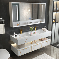 Offres Spéciales Moderne Salle De Bain WC TOILETTE Armoire Flottant Vanité Lavabo Unités Avec pierre Comptoir