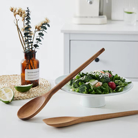 Ustensiles de cuisine en bois d'acacia antiadhésifs : Spatule, Louche, Cuillère pleine, Cuillère à pâtes, Cuillère ajourée, Fouet