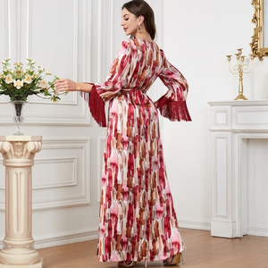 Top SellingAbaya Frauen Muslimisches Kleid O-neck <b>Long</b> Sleeve Printed Abaya <b>Dress</b> Manufacturers <b>for</b> Customs Clothes - Product Image 6
