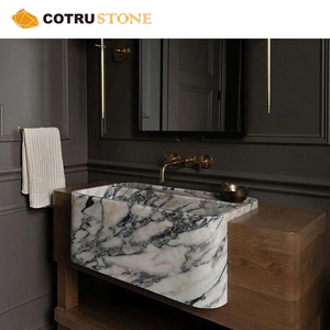 <span class=keywords><strong>Calacatta</strong></span> Viola đá tự nhiên đá cẩm thạch bồn rửa Tạp dề bồn rửa tủ với Vanity gỗ rắn cho phòng tắm sang trọng phòng bột dự án - Product Image 5