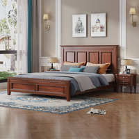 Lit double de style rétro américain, style campagnard, 1,5 m, style européen, chambre principale, grand lit, 1,8 m, lit vintage antique en acajou, villa