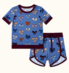 Conjuntos de Roupas de Verão Respiráveis Unissex para Bebês, Pijamas Personalizados de Bambu e Spandex com Estampa Floral, Roupas Quentes para Meninas Ester - Product Image 3