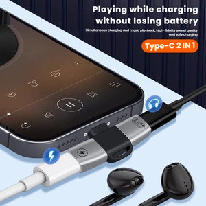 Adaptateur OTG 2-en-1 double USB Type C avec <span class=keywords><strong>prise</strong></span> audio AUX et chargeur DC 30W en alliage d'aluminium pour téléphone portable <span class=keywords><strong>iPhone</strong></span> Pro et ordinateur portable - Product Image 3