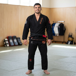 Kimono de BJJ Negro Unisex, Poliéster/Algodón, Transpirable, Resistente, 450g, Corte Regular, Uniforme de Artes Marciales para Adultos, Logotipo Frontal - Product Image 2