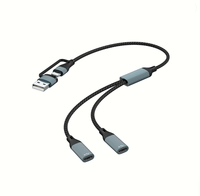 Adaptador 3 en 1 con Doble USB Tipo C Hembra + Tipo C Hembra, Carga Rápida PD, Transferencia de Datos, Base de Conexión para PC, Unidad Flash USB