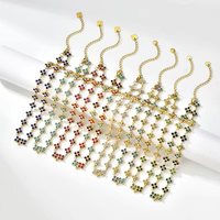 Chaîne à maillons trèfle à quatre feuilles en zircon arc-en-ciel coloré, acier inoxydable de haute qualité plaqué or 18 carats PVD, cadeau tendance porte-bonheur