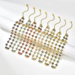 Collar de Trébol de Circonita Arcoíris Colorido, de Acero Inoxidable de Alta Calidad, Chapado en Oro PVD de 18K, Gargantilla de Flor de la Suerte para Mujer - Product Image 3