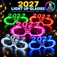 Lunettes de Nouvel An lumineuses 2027, lunettes LED pour fête, accessoires de déguisement originaux, vente en gros