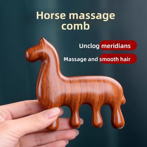 <span class=keywords><strong>Pettine</strong></span> da massaggio in legno di sandalo dorato, novità dell'anno del cavallo, confezione regalo in legno, regalo per le vacanze per gli amici - Product Image 1