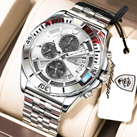 Montres de luxe pour hommes Poedagar 695, quartz, acier inoxydable, cadran ajouré, usage quotidien, montres cadeaux, chronographe lumineux, Orologio Uomo