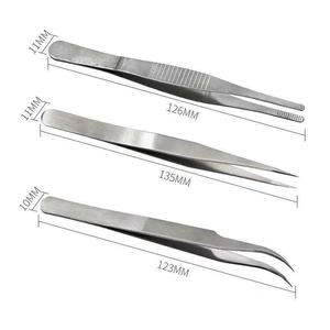 Guka Stainless Steel Tweezers Set 3Pc Smooth Tip For Diy Craft Non Sharp With Plastic Cap Protection - Product Image 2
