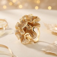Bague de fiançailles de haute qualité style fleur, plaquée or 18 carats, bijoux fins à la mode
