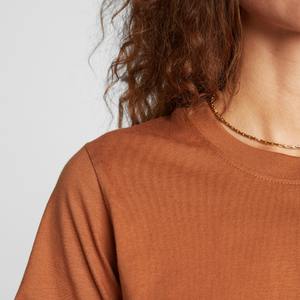 Camiseta de gran tamaño de algodón 100% para mujer, patrón sólido informal de longitud corta con decoración de logotipo bordado BD personalizado - Product Image 4