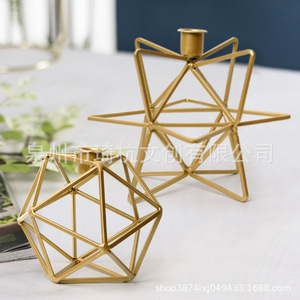 Porte-bougie hexagonal en métal, design géométrique doré, décoration de la maison, cadeau de mariage, ornement durable - Product Image 3