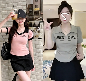 Blusa de Verano 2026, Nueva Llegada, para <span class=keywords><strong>Mujer</strong></span>, Corte Ajustado, Casual, <span class=keywords><strong>Manga</strong></span> <span class=keywords><strong>Corta</strong></span>, con Cuello, para Uso Diario, Transpirable y Compresible - Product Image 3