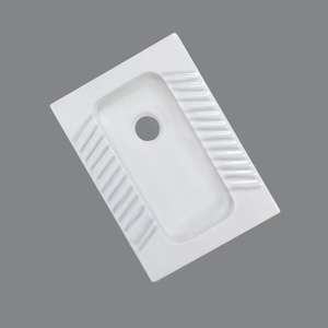 Toilette à squat en céramique S Bend Direct Flush 570x430x170mm Avant et après le système de rinçage d'eau Squat Pan Toilette Wc - Product Image 4