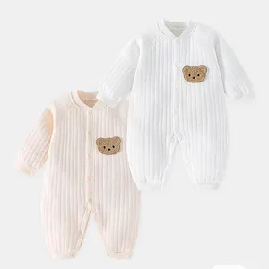 Winter Children's Cotton Cute Printed Bear Jumpsuit Kid Boys Warm Clothes Casual Baby Girls Romper
