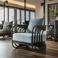 Fauteuils de hall d'hôtel en bois massif, fauteuils de salon modernes en velours doux pour hôtels et appartements