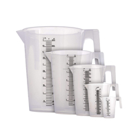 Pichet doseur personnalisé en plastique transparent 500ML 1000ML 2000ML 3000ML 5000ML avec poignée pour la pâtisserie, le lait et les salons de thé