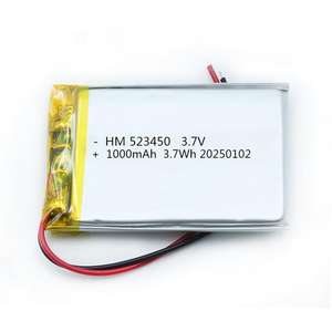 Перезаряжаемый 3,7 В 1000 мАч призматический литий-ионный аккумулятор 523450/1000 - Product Image 2