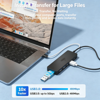 Extenseur de port USB pour ordinateur portable avec bande passante de 5 Gbps, répartiteur USB 3.0 entièrement compatible avec les stations de travail Windows et Mac
