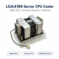 Refroidisseur de processeur de serveur LGA4189, 385W, dissipateur thermique actif 2U, base en cuivre, 5 caloducs, ailettes en aluminium, ventilateur PWM 4 broches pour processeur Intel Xeon