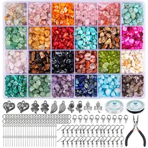 DIY Jewelry Necklace Bracelet Earring Making Supplies Irregular Chips Stone Beads kit