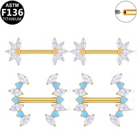 Gaby ASTM-F136 Titane Zircon G23 Sexy à filetage interne, Bijou de piercing mammaire pour femme, Anneau de téton géométrique et tendance