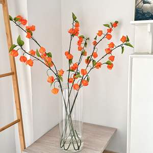 Flores Artificiales de Frutales en Tono Naranja Oscuro y Claro, Decoración de Seda para el Hogar, Decoración de Mesa de Sala de Estar, Rama Individual Inyectada - Product Image 2