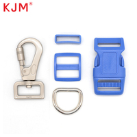 Crochet de laisse pivotant à anneau en D en métal et ajusteur en plastique Tri Glide Belt Loop Dog Buckle Set for Pet Collar