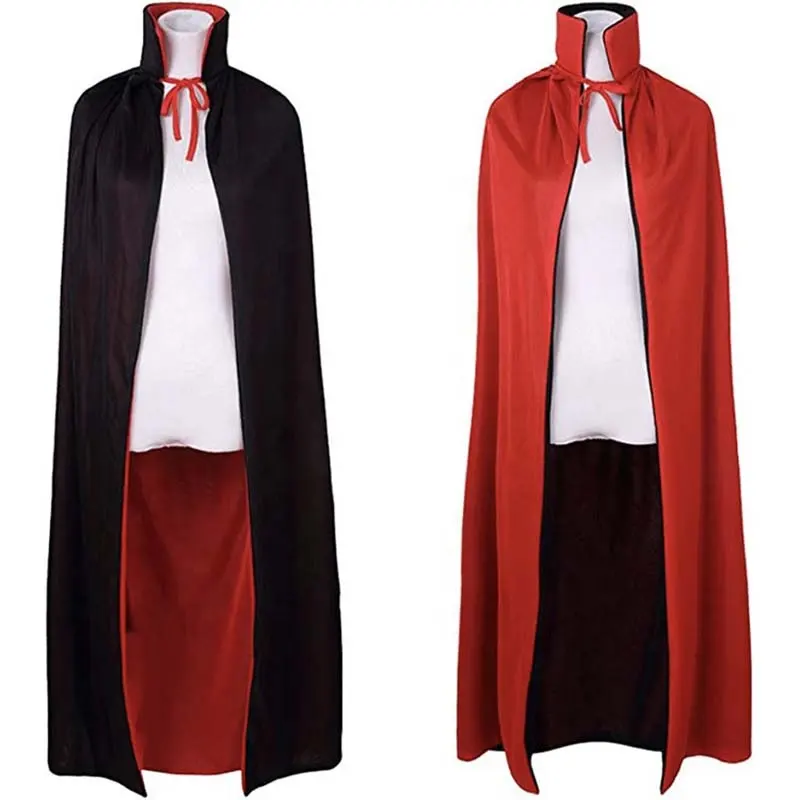 वयस्क हेलोलीन पिशाच कैप पोशाक ड्रैकुला क्लोक काले लाल पिशाच समुद्री डाकू केप डरावना हैलोजन बच्चों के लिए
