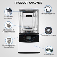 Usine directe NSF milkshakes fruits robot culinaire 1.5L 2L 1500W 2200W mélangeur Commercial électrique insonorisé avec couvercles