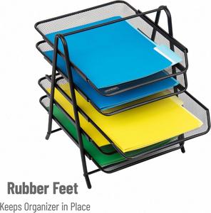 5 Tier <b>File</b> Tray <b>Organizer</b> Desk Paper Document Holder Desktop Storage for Office Home or School Organization Black - Product Image 5