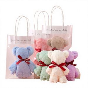 Serviette en polaire corail motif ours en peluche, coffret cadeau, logo personnalisé, cadeaux de mariage, cadeaux promotionnels, cadeaux de grand ouverture, vente en gros, uni - Product Image 1